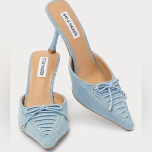 NWT STEVE MADDEN Denim slip on heels
